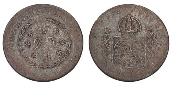 BRAZIL 20 reis 1828(?) F