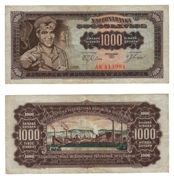 YUGOSLAVIA 1000 dinara 1963 VF