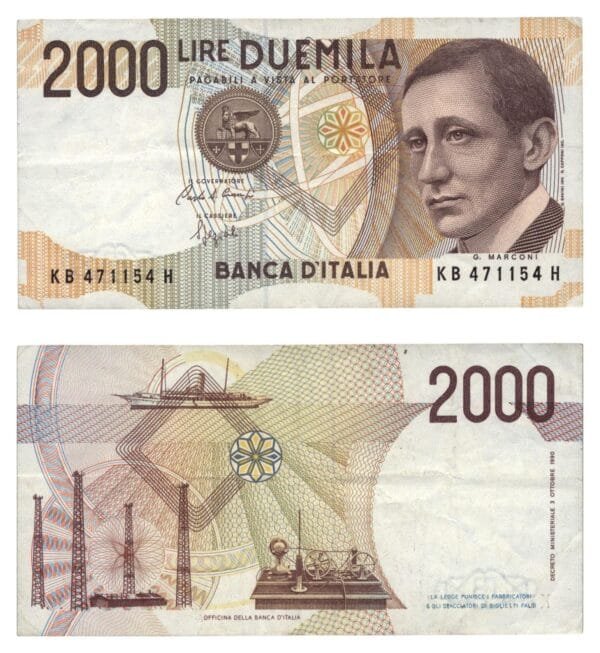 ITALY 2000 lire 1990 VF-