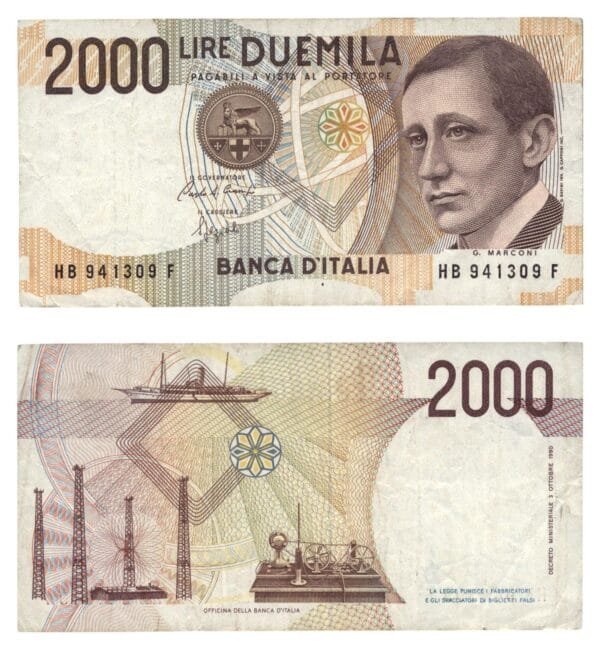 ITALY 2000 lire 1990 VF