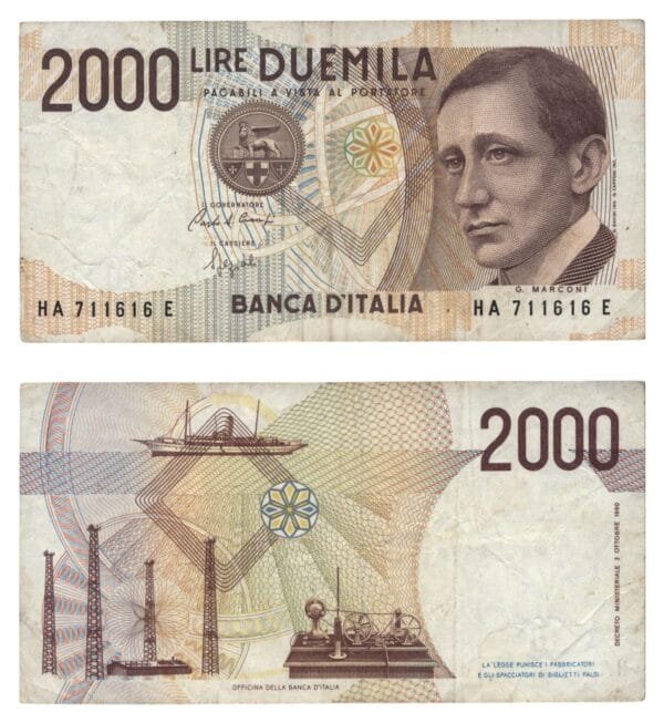 ITALY 2000 lire 1990 VF