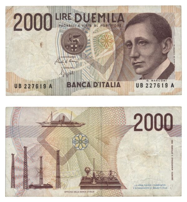 ITALY 2000 lire 1990 VF