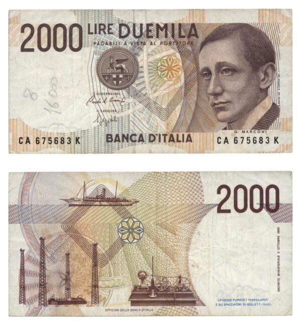 ITALY 2000 lire 1990 VF-