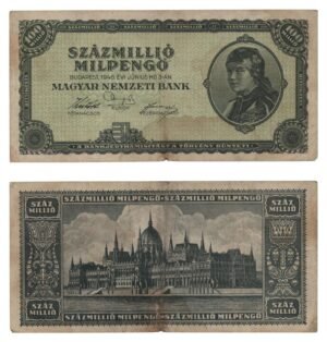 HUNGARY 100 million milpengo 1946 VF-