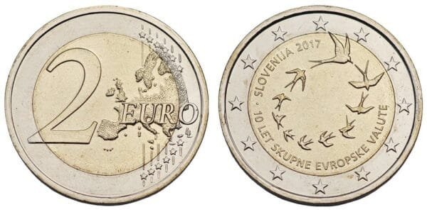 SLOVENIA 2 euro 2017 / 10th Anniversary of the Common European Currency / UNC