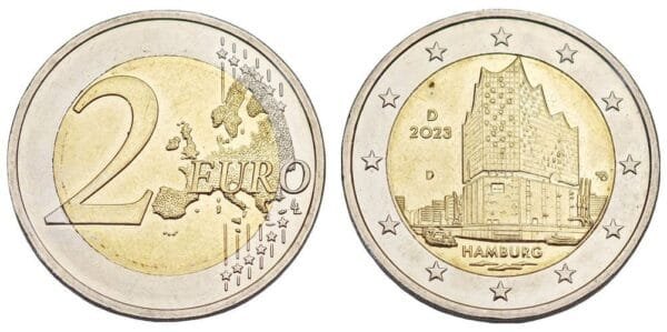 GERMANY 2 euro 2023D / Elbphilharmonie Hamburg / XF+