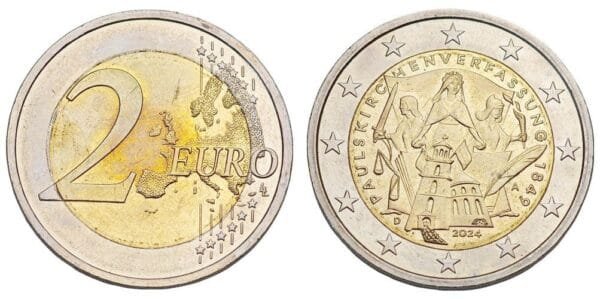GERMANY 2 euro 2024A / 175th Anniversary of the Constitution of St. Paul's Church / XF+