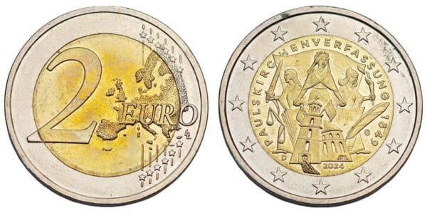 GERMANY 2 euro 2024G / 175th Anniversary of the Constitution of St. Paul's Church / XF+
