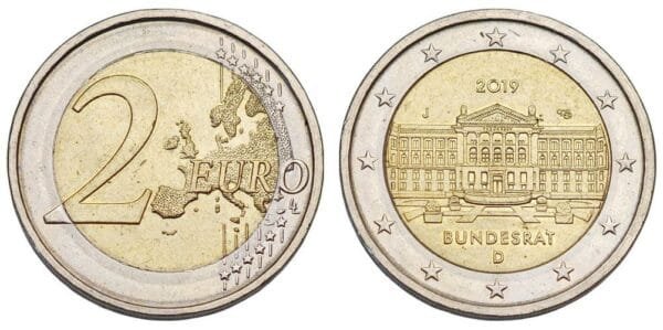 GERMANY 2 euro 2019J / 70th Anniversary of the Bundesrat / XF