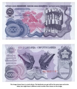 YUGOSLAVIA 500000 dinara 1989 / Monuments series / UNC