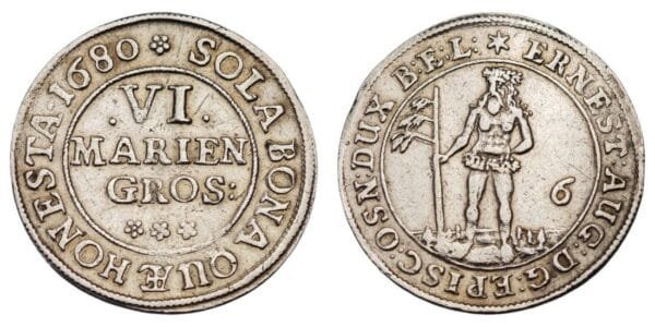 GERMANY 6 mariengroschen 1680 / Brunswick-Luneburg-Calenberg / Silver / XF