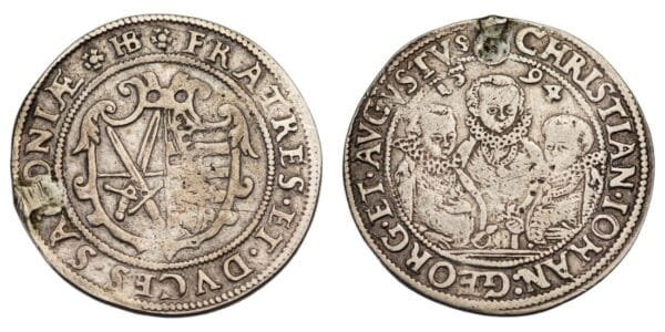 GERMANY 1/4 thaler 1594 / Sachsen-Albertine / Silver / VG (used as jewelry)