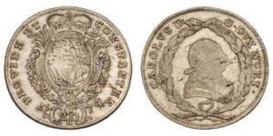GERMANY 20 kreuzer 1774H / Wurtenberg / Silver / VF