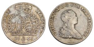 GERMANY 2/3 thaler 1765 / Sachsen-Albertine / Silver / VF
