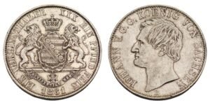 GERMANY 1 thaler 1861B / Saxony / Silver / XF