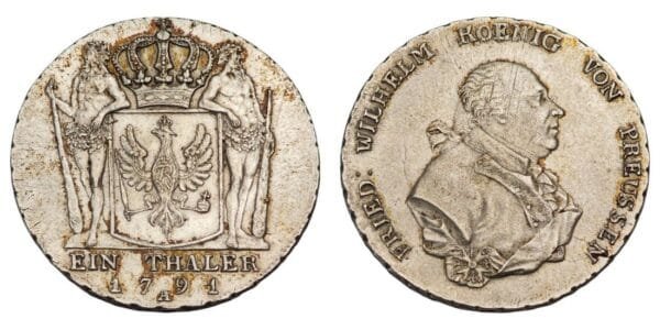 GERMANY 1 thaler 1791A / Prussia / Silver / XF