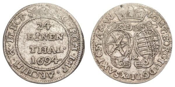 GERMANY 1/24 thaler 1694 / Sachsen-Albertine / Silver / VF-