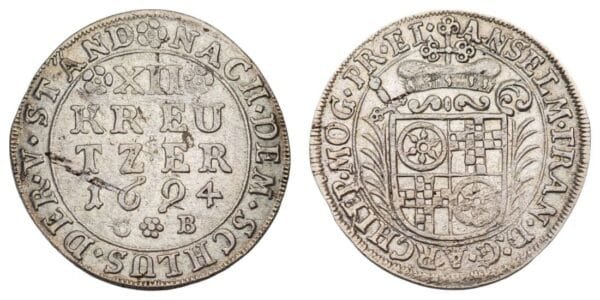 GERMANY 12 kreuzer 1694 / Heinz / Silver / XF