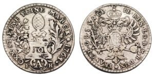 GERMANY 10 kreuzer 1765 / Augsburg / Silver / VF-