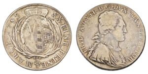 GERMANY 2/3 thaler 1792 / Sachsen-Albertine / Silver / VF-