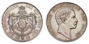 GERMANY 1 thaler 1863 / Baden / Silver / XF