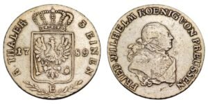 GERMANY 1/3 thaler 1789E / Prussia / Silver / VF