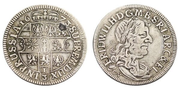 GERMANY 1/3 thaler 1673 / Brandeburg / Silver / F