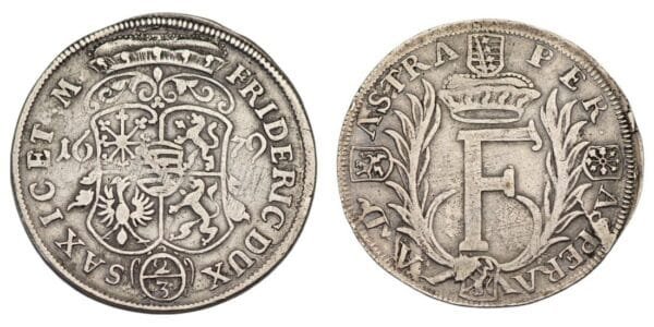 GERMANY 2/3 thaler 1679 / Saxe-Gotha-Altenburg / Silver / VF