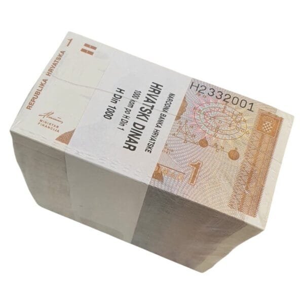 CROATIA 1 hrvatski dinar 1991 / 1000 pcs. brick / consecutive serial numbers / with original strap / UNC