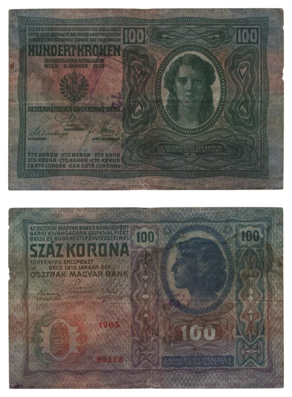 CROATIA 100 kronen ND(1919) / With square unreadable seal / VF-