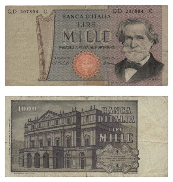 ITALY 1000 lire 1969 VF-