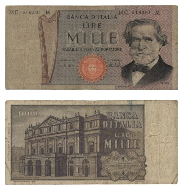 ITALY 1000 lire 1969 VF-