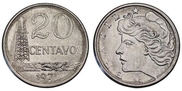 BRAZIL 20 centavos 1975 XF