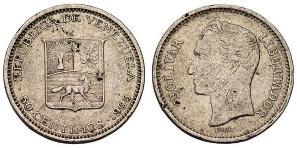 VENEZUELA 50 centimos 1965 VF