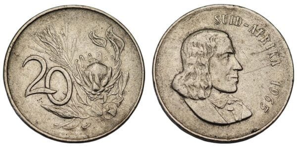 SOUTH AFRICA 20 cents 1965 VF+