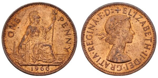 GREAT BRITAIN 1 penny 1966 XF