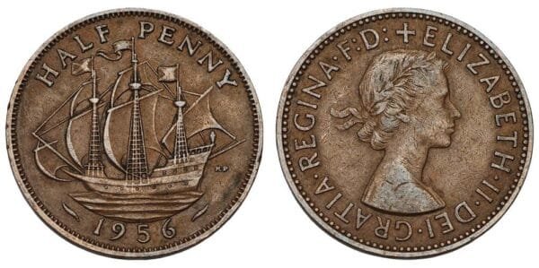 GREAT BRITAIN 1/2 penny 1956 VF