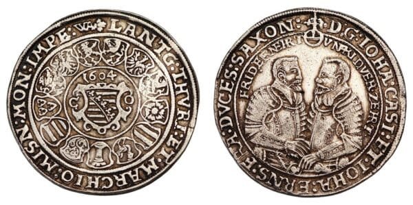 GERMANY 1 thaler 1604 / Saxe-Old-Gotha / Wolf Albrecht in Saalfeld / Silver / VF+