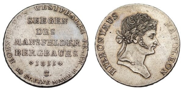 GERMANY 1 thaler 1811C / Westphalia / Hieronimus Napoleon / Silver / XF