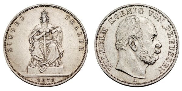 GERMANY 1 thaler 1871A / Prussia / Victory over France / Silver / UNC