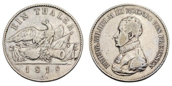 GERMANY 1 thaler 1818 / Prussia / Silver / VF