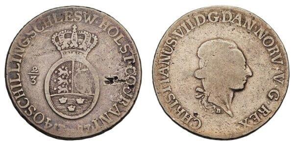 GERMANY 2/3 thaler - 40 skilling 1787 / Schleswig-Holstein / Silver / F+