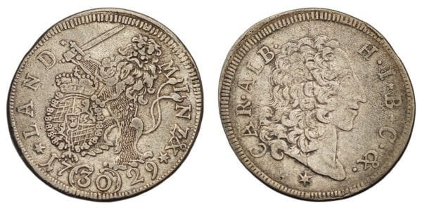 GERMANY 30 kreuzer 1729 / Bavaria / Silver / VF+
