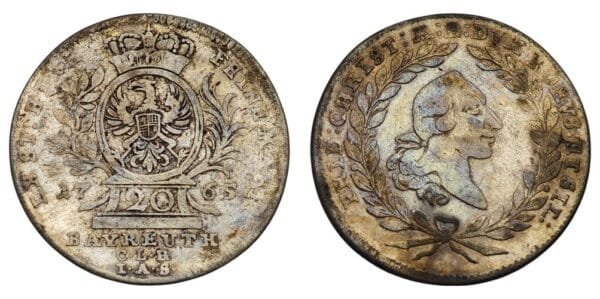 GERMANY 20 kreuzer 1765 / Brandenburg-Bayreuth / Silver / VF