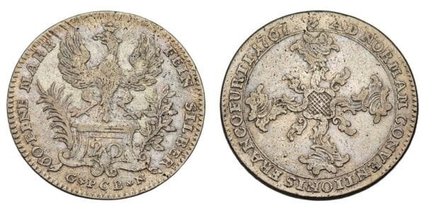 GERMANY 20 kreuzer 1767 / Frankfurt / Silver / VF