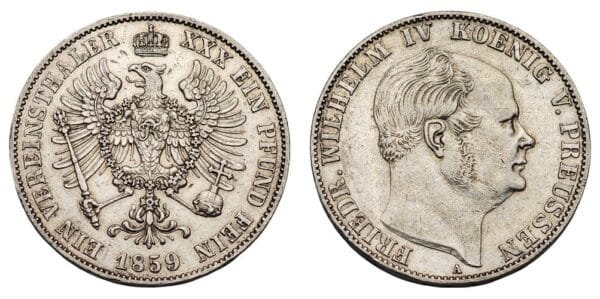 GERMANY 1 thaler 1859A / Prussia / Silver / XF+