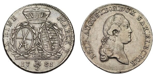 GERMANY 2/3 thaler 1781 / Saxony-Albertine / Silver / XF-