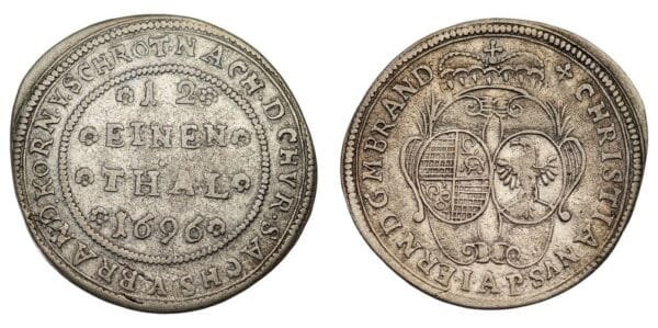 GERMANY 1/12 thaler 1696 / Brandenburg-Bayreuth / Silver / VF+