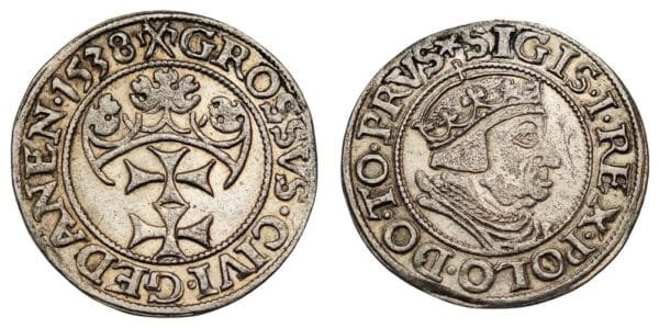 POLAND 3 groschen 1588 / Gdansk / Silver / VF+