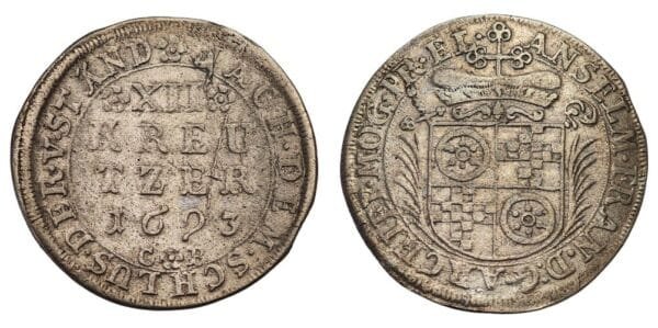 GERMANY 17 kreuzer 1693 / Mainz / Silver / XF-